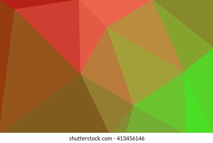 Multicolor red, green polygonal illustration, which consist of triangles. Geometric background in Origami style with gradient. Triangular design for your business.