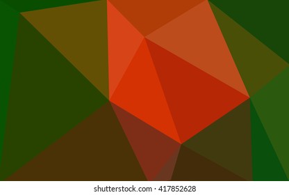 Multicolor red, green polygonal illustration, which consist of triangles. Geometric background in Origami style with gradient. Triangular design for your business.