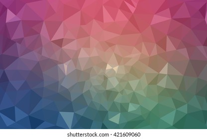Multicolor red, green polygonal illustration, which consist of triangles. Geometric background in Origami style with gradient. Triangular design for your business.
