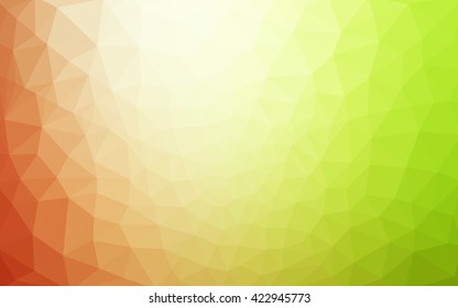 Multicolor red, green polygonal illustration, which consist of triangles. Geometric background in Origami style with gradient. Triangular design for your business.