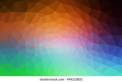 Multicolor red, green polygonal illustration, which consist of triangles. Geometric background in Origami style with gradient. Triangular design for your business.