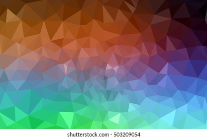 Multicolor red, green polygonal illustration, which consist of triangles. Geometric background in Origami style with gradient. Triangular design for your business.