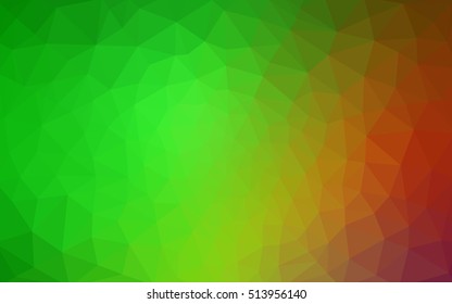 Multicolor red, green polygonal illustration, which consist of triangles. Geometric background in Origami style with gradient. Triangular design for your business.