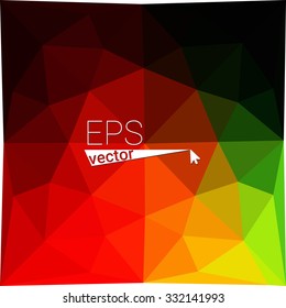 multicolor red, yellow, green geometric rumpled triangular low poly style gradient illustration graphic background. Vector polygonal design for your business.