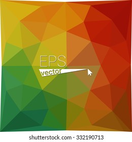 multicolor red, yellow, green geometric rumpled triangular low poly style gradient illustration graphic background. Vector polygonal design for your business.