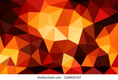 Multicolor red, yellow, orange geometric rumpled triangular low poly origami style gradient illustration graphic background. Vector polygonal design for your business.