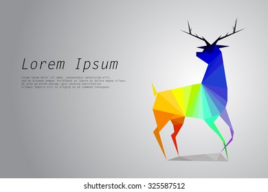 multicolor reindeer on white background , lowpoly design.