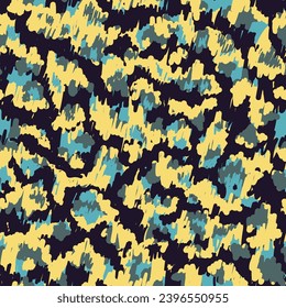 Multicolor Repeated Artistic Graphic Clouds. Red  Seamless Pattern. GoldBlue Repeated Brushed Vector Wallpaper. Colorful Repeated Doddle Graphic Design. Camouflage Seamless