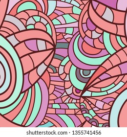 Multicolor sand swirl zen pattern. Background vector illustration. Hand drawn colored picture. Abstract texture. Sand design element. - Vector graphics.