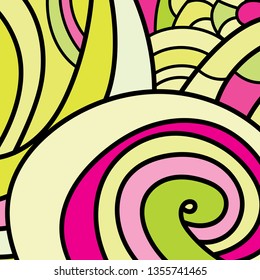 Multicolor sand swirl zen pattern. Background vector illustration. Hand drawn colored picture. Abstract texture. Sand design element. - Vector graphics.