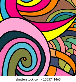 Multicolor sand swirl zen pattern. Background vector illustration. Hand drawn colored picture. Abstract texture. Sand design element. - Vector graphics.