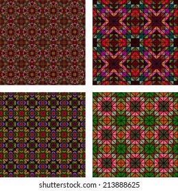 Multicolor seamless abstract mosaic pattern set - vector version