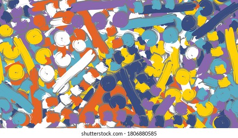 Multi-color seamless background. Duplicate the color texture. Abstract elements randomly arranged