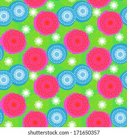 Multicolor seamless floral pattern in bright colors. Texture for web, print, wallpaper, home decor, spring summer fashion fabric, textile, wedding invitation background, birthday gift wrapping paper