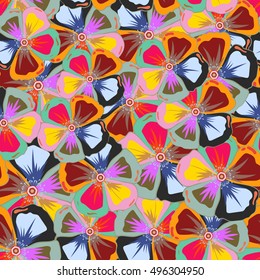 Multicolor seamless floral pattern can be used for wallpaper, website background, wrapping paper. Leaf natural multicolored pattern. Summer design. Vector Flower concept.