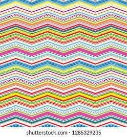 
Multicolor seamless geometric pattern with rainbow zigzags