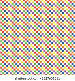 Multicolor seamless gingham pattern with bold checkered squares in rainbow style for digital design and textiles