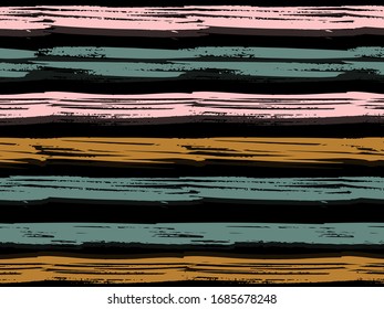 Multicolor seamless horizontal striped pattern. Vector striped graphic background.   Retro style. Summer pattern for kids.