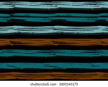 Multicolor seamless horizontal striped pattern. Vector striped graphic background. Ink brush strokes. grunge stripes, trendy male paintbrush line. Retro style. Summer pattern for kids.
