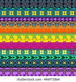 Multicolor seamless pattern. Boho style strips. tribal texture