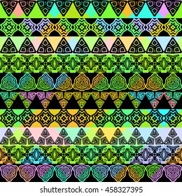 Multicolor seamless pattern. Boho style strips. tribal texture, ethnic ornament