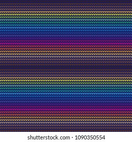 Multicolor seamless pattern. Colorful knitting vector background. Knitted repeat pattern, fabric wool texture design, vector illustration
