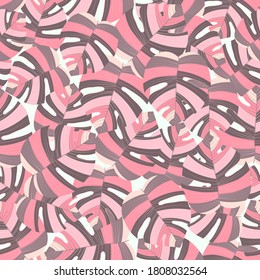 Multicolor Seamless Pattern. Light Repeated Plant Graphic Fabric. Eco Repeated Summer Vector Texture. Pattern, Monstera Colorful Seamless Spring Vector Background. Tropical,