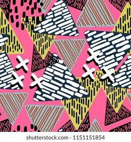 Multicolor seamless pattern of triangle geometric background