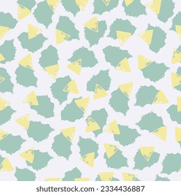 Multicolor seamless pattern from yellow, green blots. Free form abstract spots. Design for textile, wrapping paper