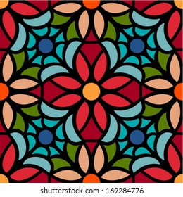 multicolor seamless pattern,vector illustration in stained glass window style