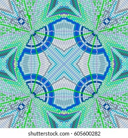 Multicolor seamless texture. Mosaic symmetric background. Abstract unusual vector pattern.