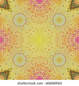 Multicolor seamless texture. Mosaic symmetric background. Abstract unusual vector pattern.