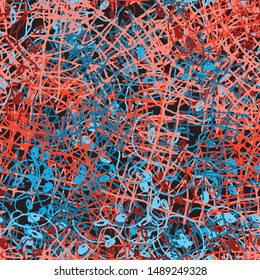Multi-color seamless vector background. Abstract colored texture from brush strokes and dabs of paint. Grunge pattern for printing on fabric, business cards, posters, labels