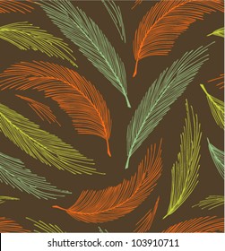 Multicolor seamless vintage background with plumes