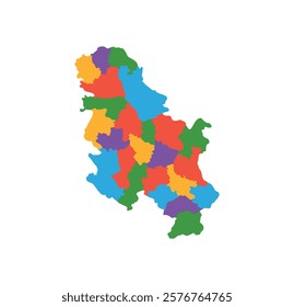 Multicolor Serbia map political regions simple flat vector