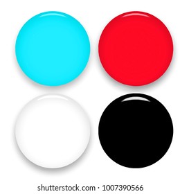 Multicolor set of blank round glass buttons close up. Web icons template. Vector illustration