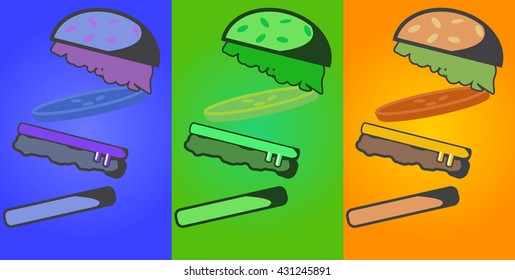 Multicolor set of burgers. 