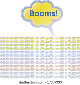 Multicolor set of a labels and balloons. Plastic stylesed