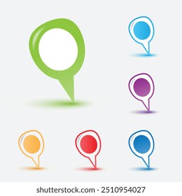 Conjunto de multicores Ícone de localização, Símbolo, ponto, Mapa com fundo de vetor branco
