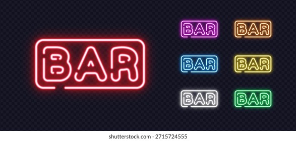 A multicolor set of neon bar signs shines with vivid light and adds an energetic mood. Bright tones and clear shapes create a stylish modern look.