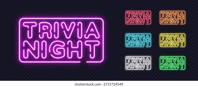Ein mehrfarbiger Satz neontrivialer Nachtschilder leuchtet mit starkem Licht und bringt eine neugierige Stimmung. Glatte Formen und helle Töne verleihen dem Design einen stilvollen Touch.