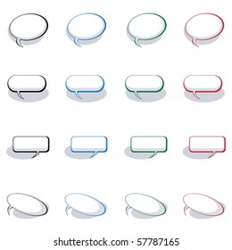 Multicolor set of speech and thought bubbles with space for your text