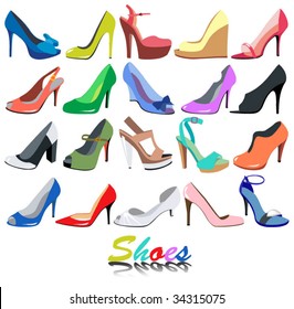 The multicolor set of women's shoes