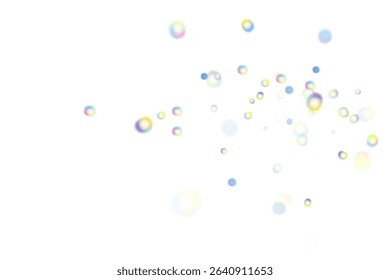Multicolor Shiny Bubbles with Transparent Effect and Rainbow Tint for Airy, Dreamy, or Playful Visual Design