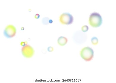 Multicolor Shiny Bubbles with Transparent Effect and Rainbow Tint for Airy, Dreamy, or Playful Visual Design