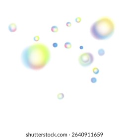 Multicolor Shiny Bubbles with Transparent Effect and Rainbow Tint for Airy, Dreamy, or Playful Visual Design