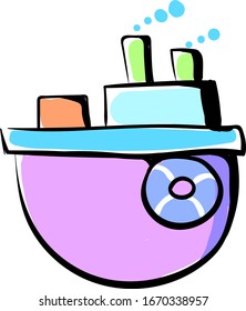 Multicolor ship, illustration, vector on white background.