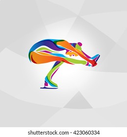 Multicolor silhouette of ice figure skating girl 