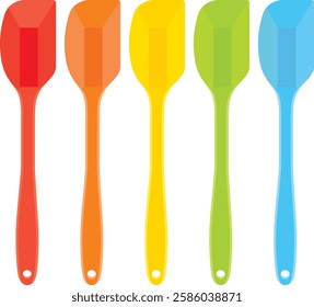 Multicolor Silicone kitchen spatula vector.