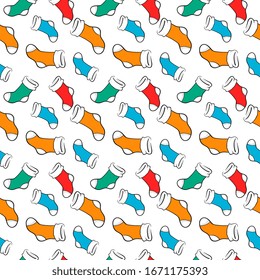 Multicolor socks, illustration, vector on white background.
